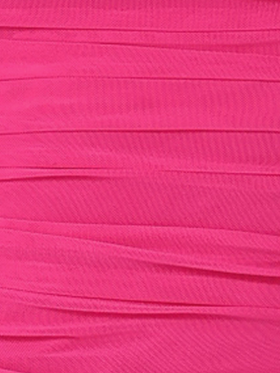 Mesh Solid Long Sleeve Mock Neck Sheer Panel Side Shirring Top