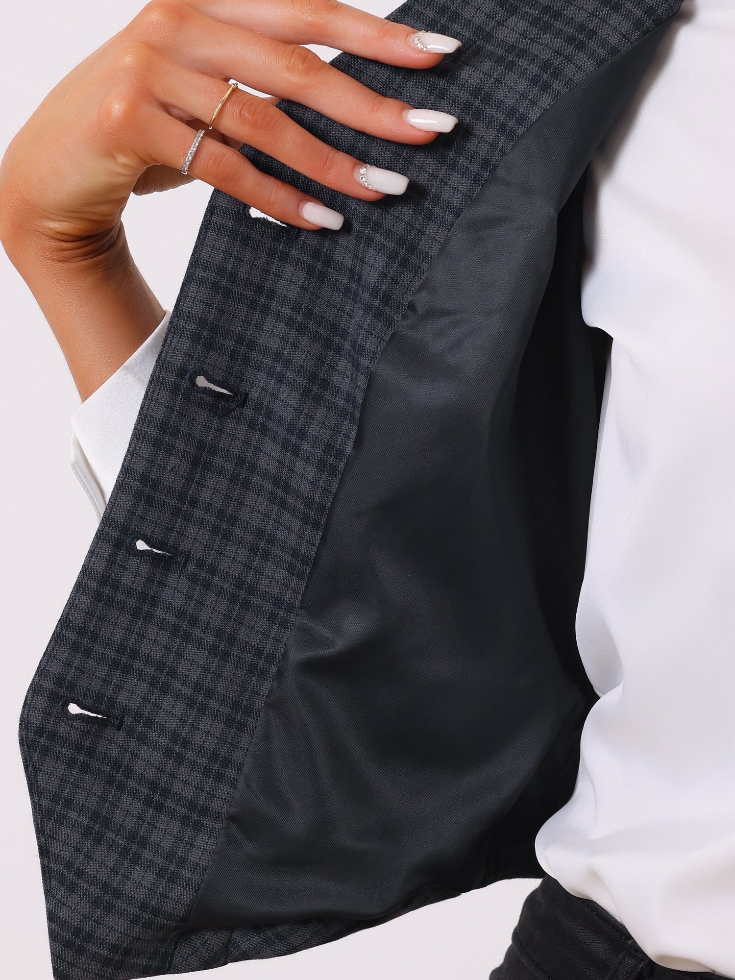 Plaid Waistcoat Notched Lapel Collar Single Breasted Vintage Vest
