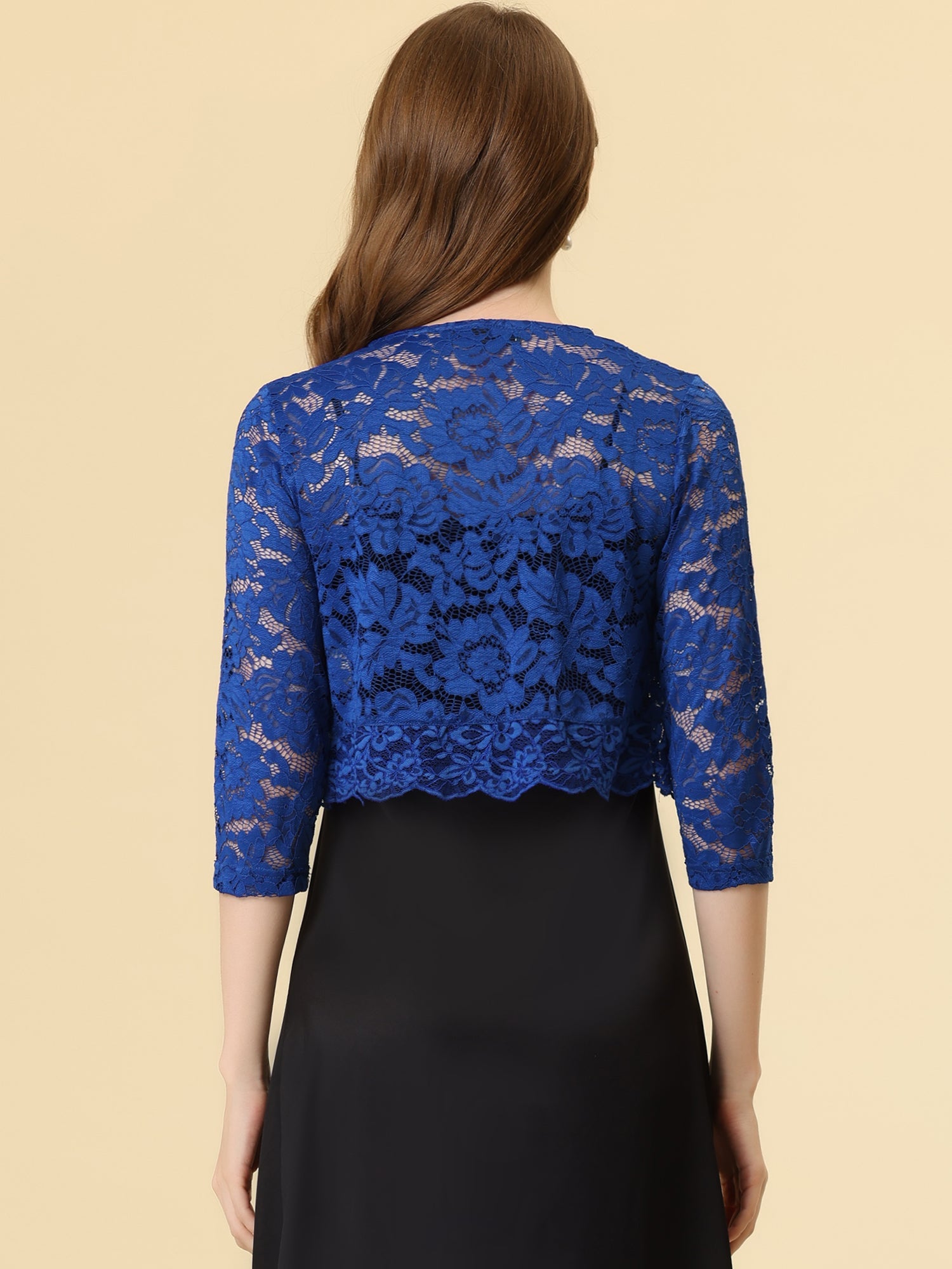 Sheer Floral Elegant 3/4 Sleeve Lace Shrug