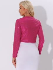 Sequin Open Front Sparkly Bolero Shrug Cropped Jacket