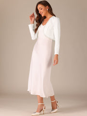Long Sleeve Contrast Trim Cropped Jacket Bolero Shrug