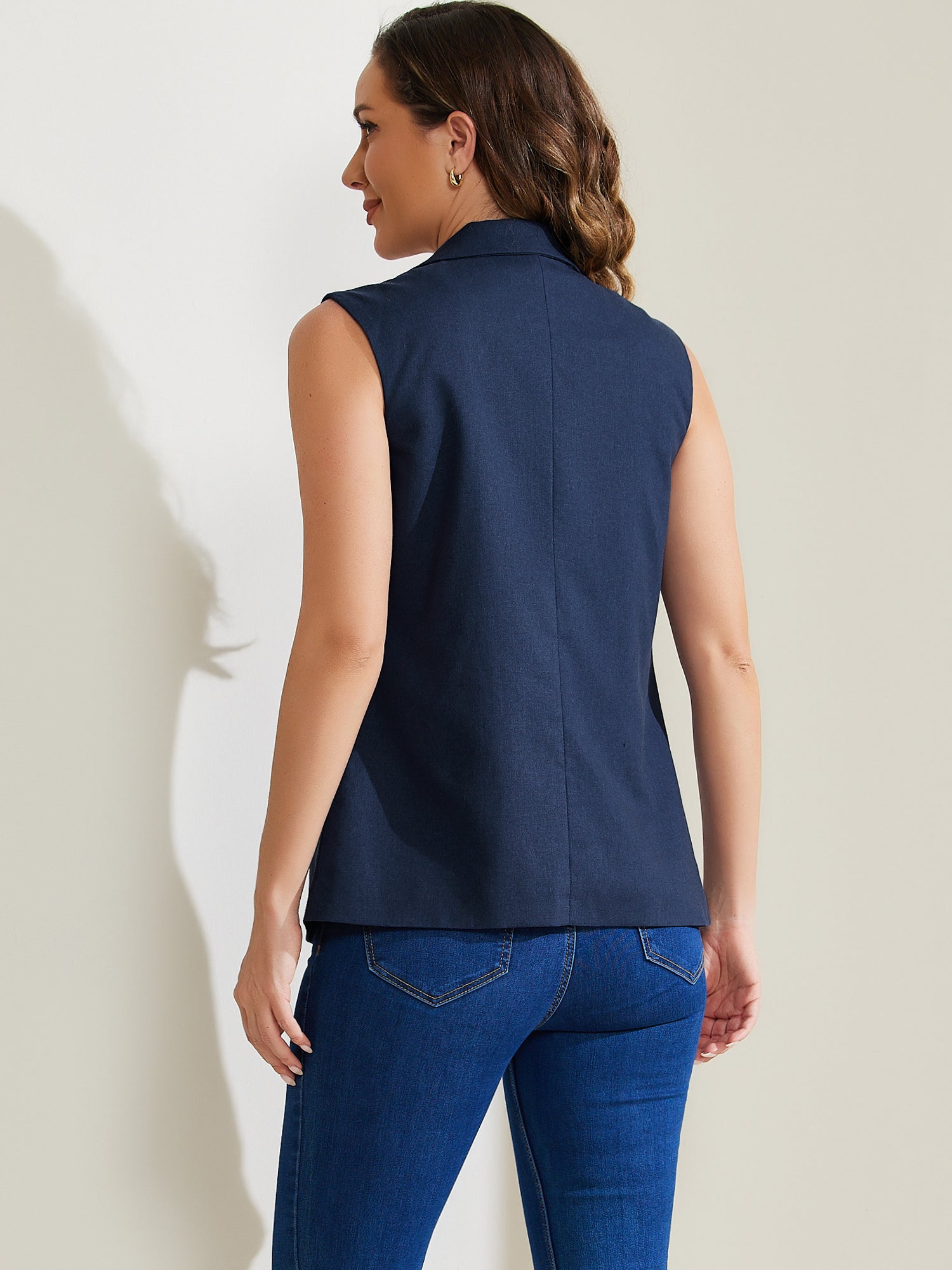 Sleeveless Business Casual Linen Work Office Vest