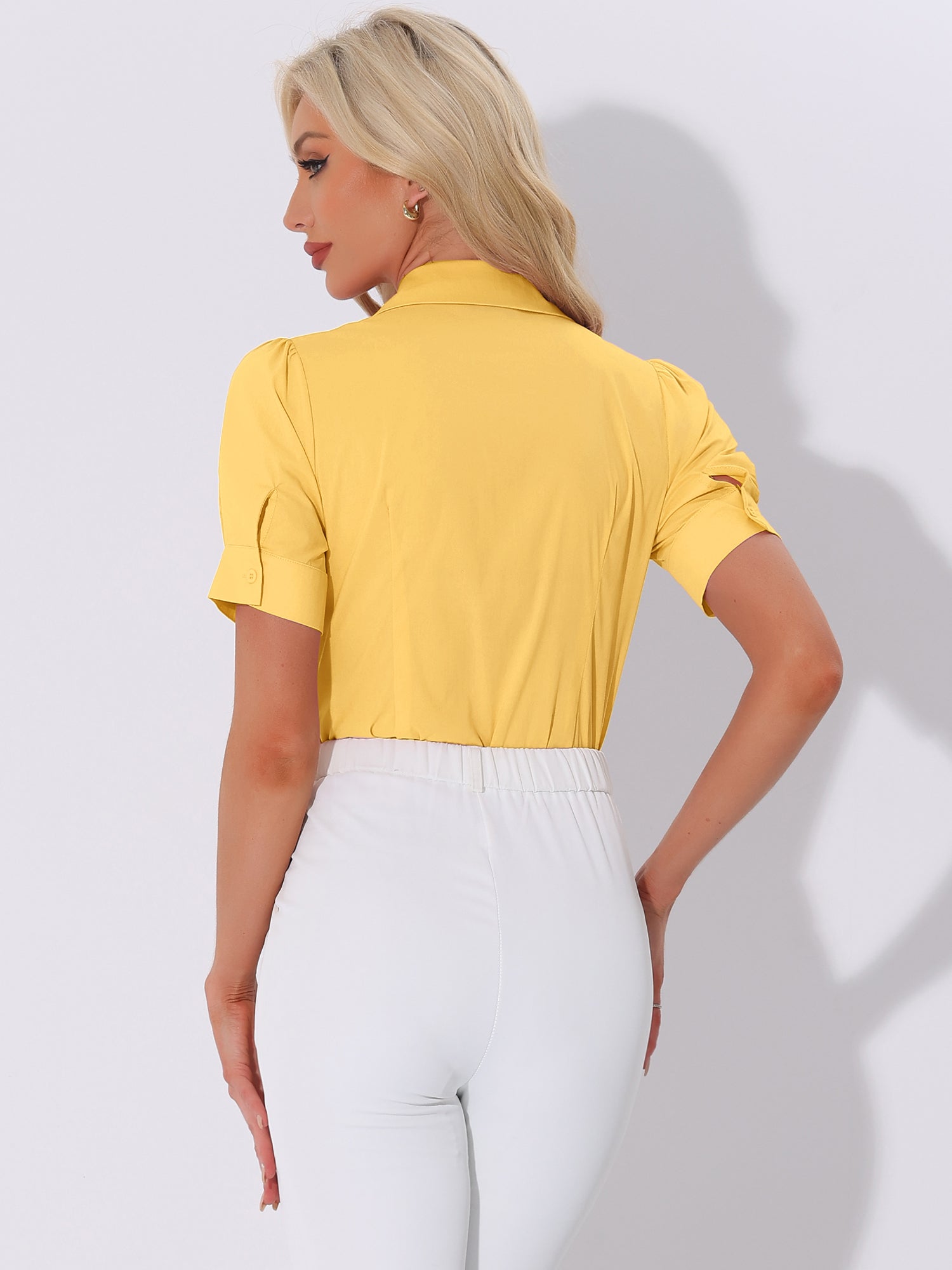 Button Down Leotard Shirt Short Sleeve Collared Business Work Bodysuit