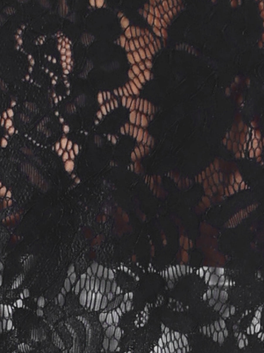 Lace Sheer 3/4 Sleeve Ruffle Hem Open Front Bolero Shrug