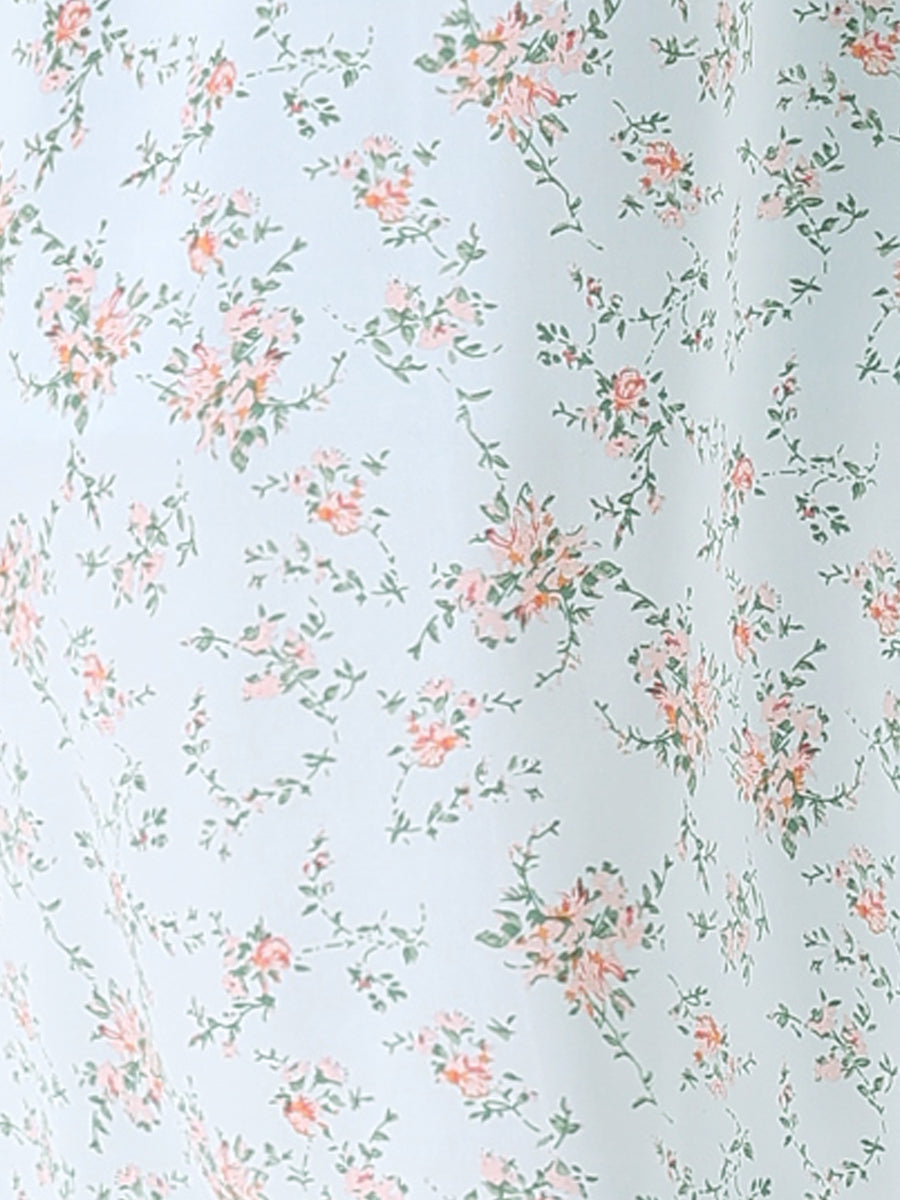 Floral Print Long Sleeve Spring Flowy Midi Boho Dress