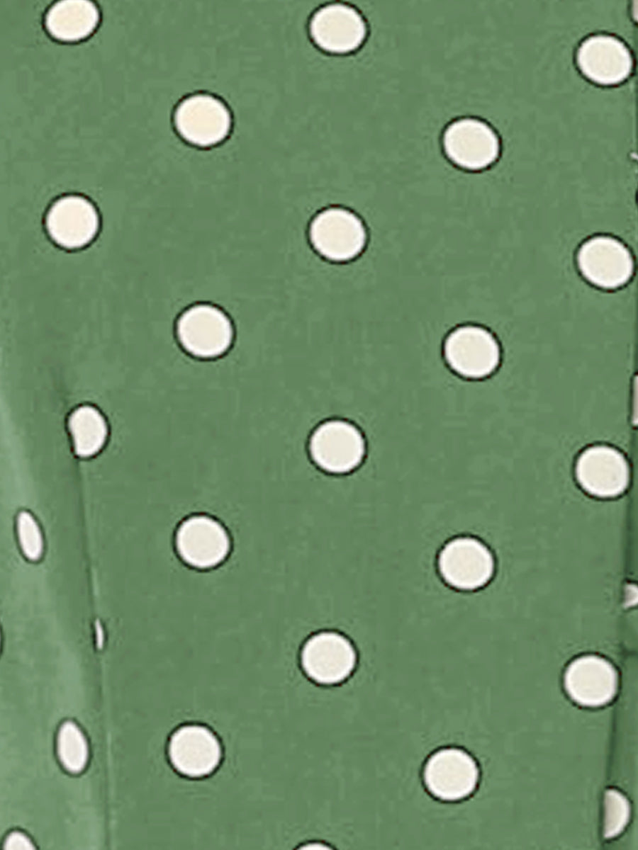Polka Dots 3/4 Sleeve Button Front Vintage Office Blouse Top