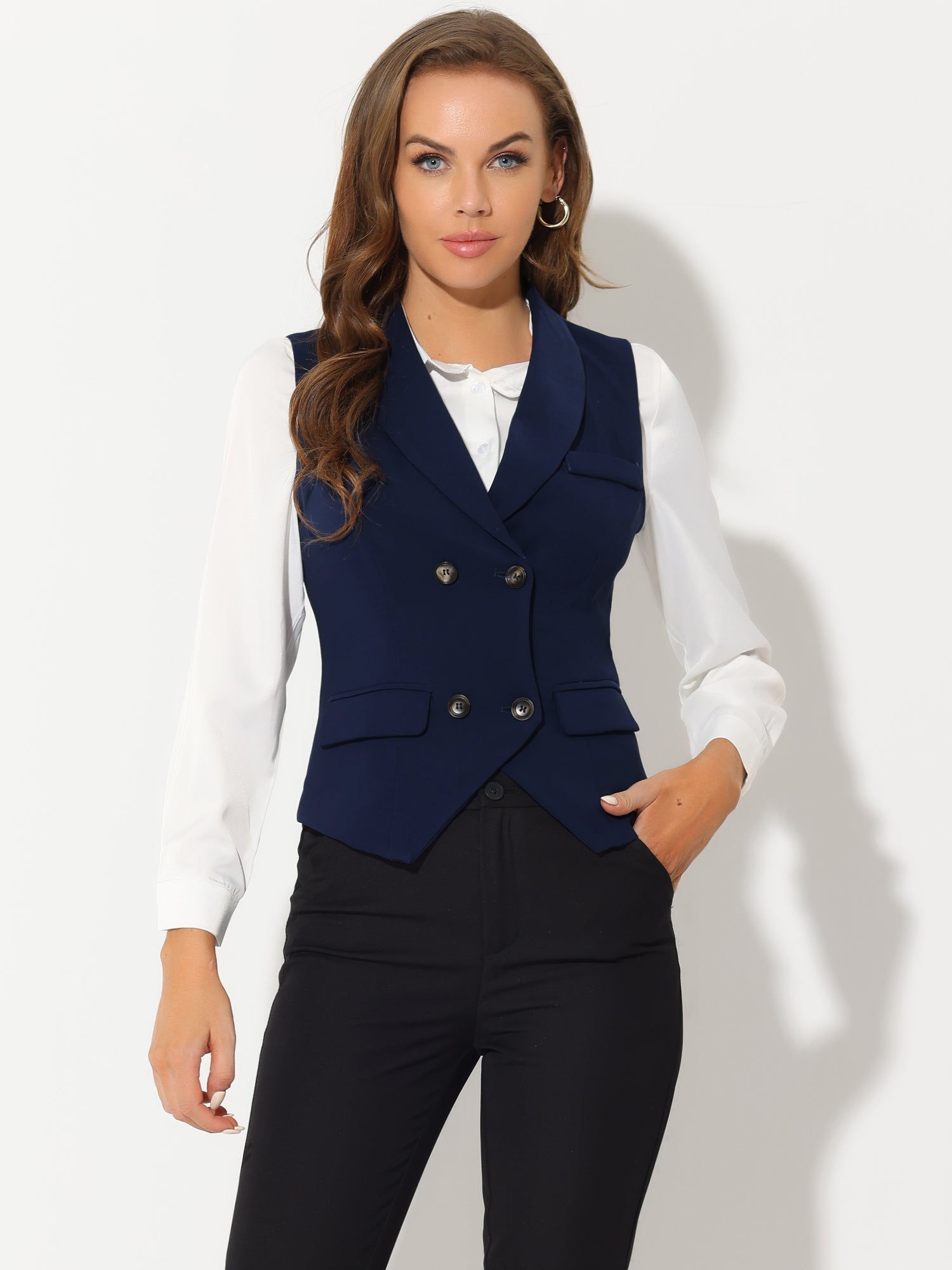 Lapel Collar Dressy Versatile Racerback Suit Vest Waistcoat