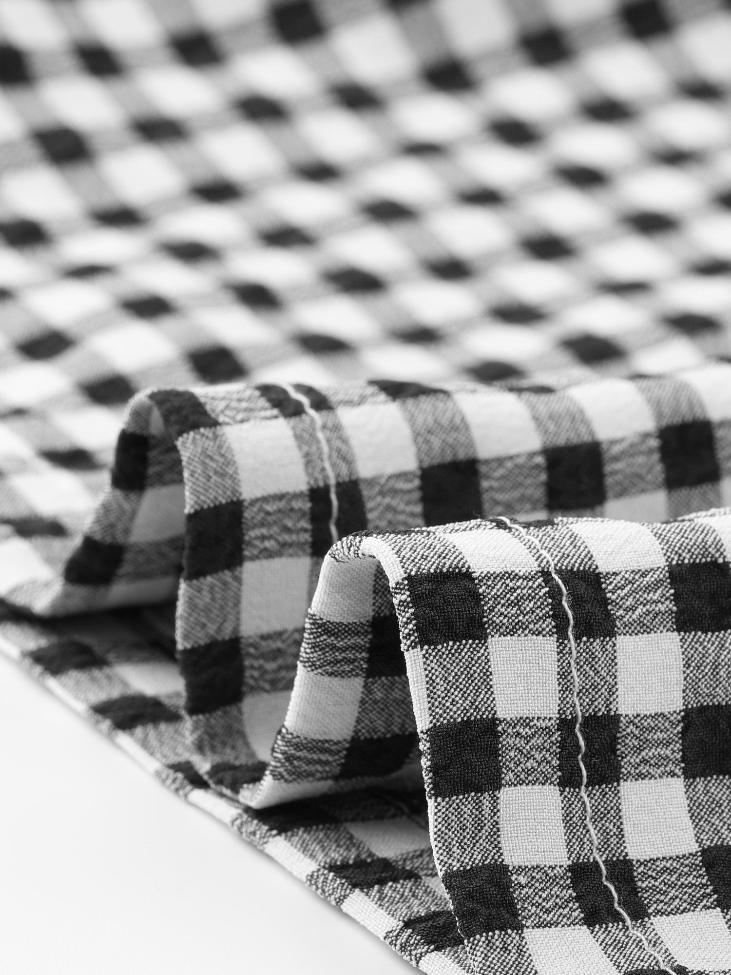 Square Neck Short Sleeves Gingham Plaid Blouse