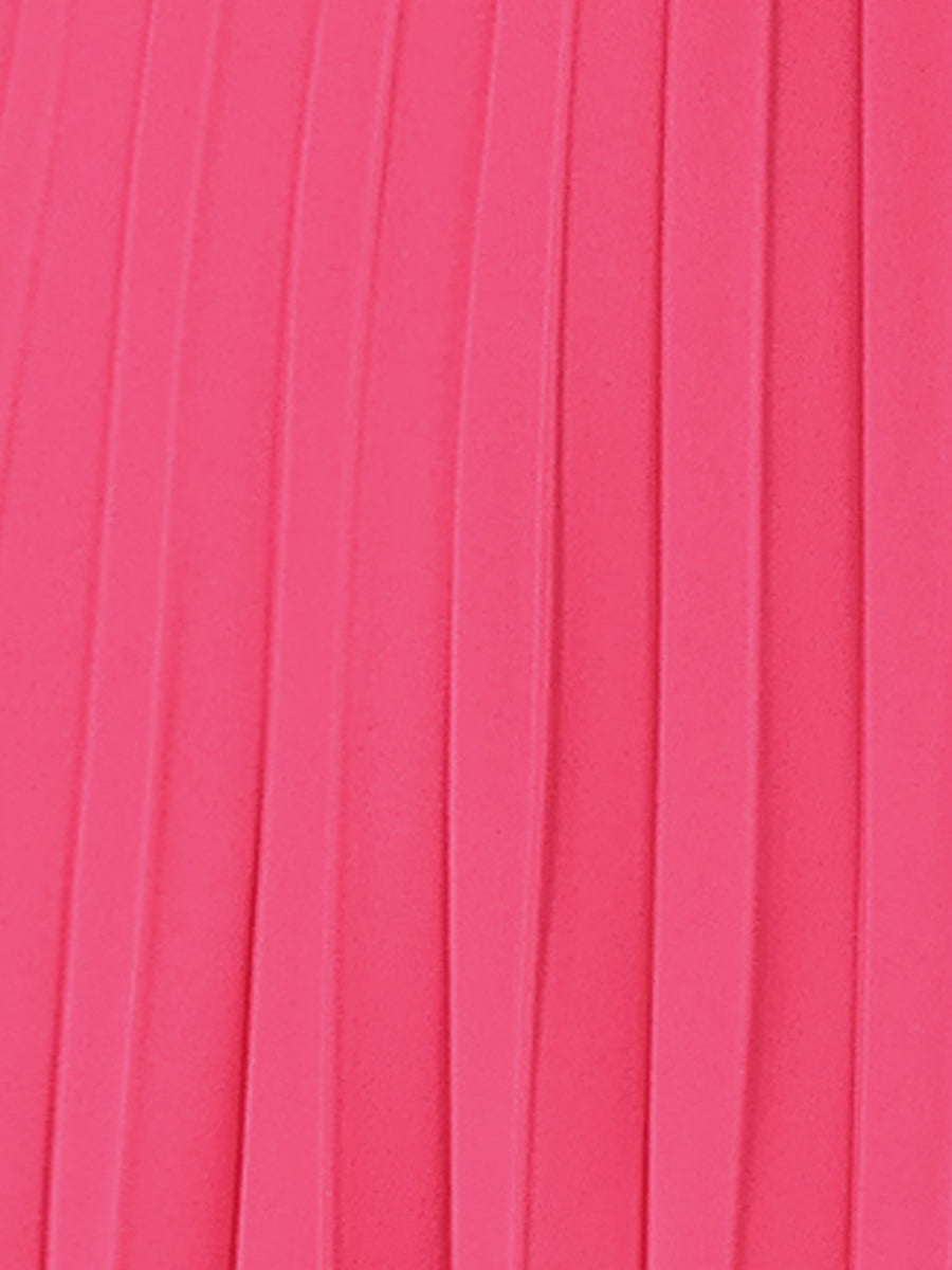 Crew Neck Sleeveless Tie Waist A-Line Pleated Dress