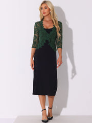 Floral Lace Evening 3/4 Sleeves Formal Elegant Bolero Shrugs