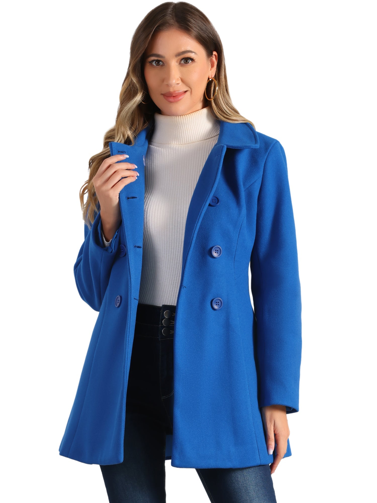 Double Breasted Peter Pan Collar Long Trench Pea Coat