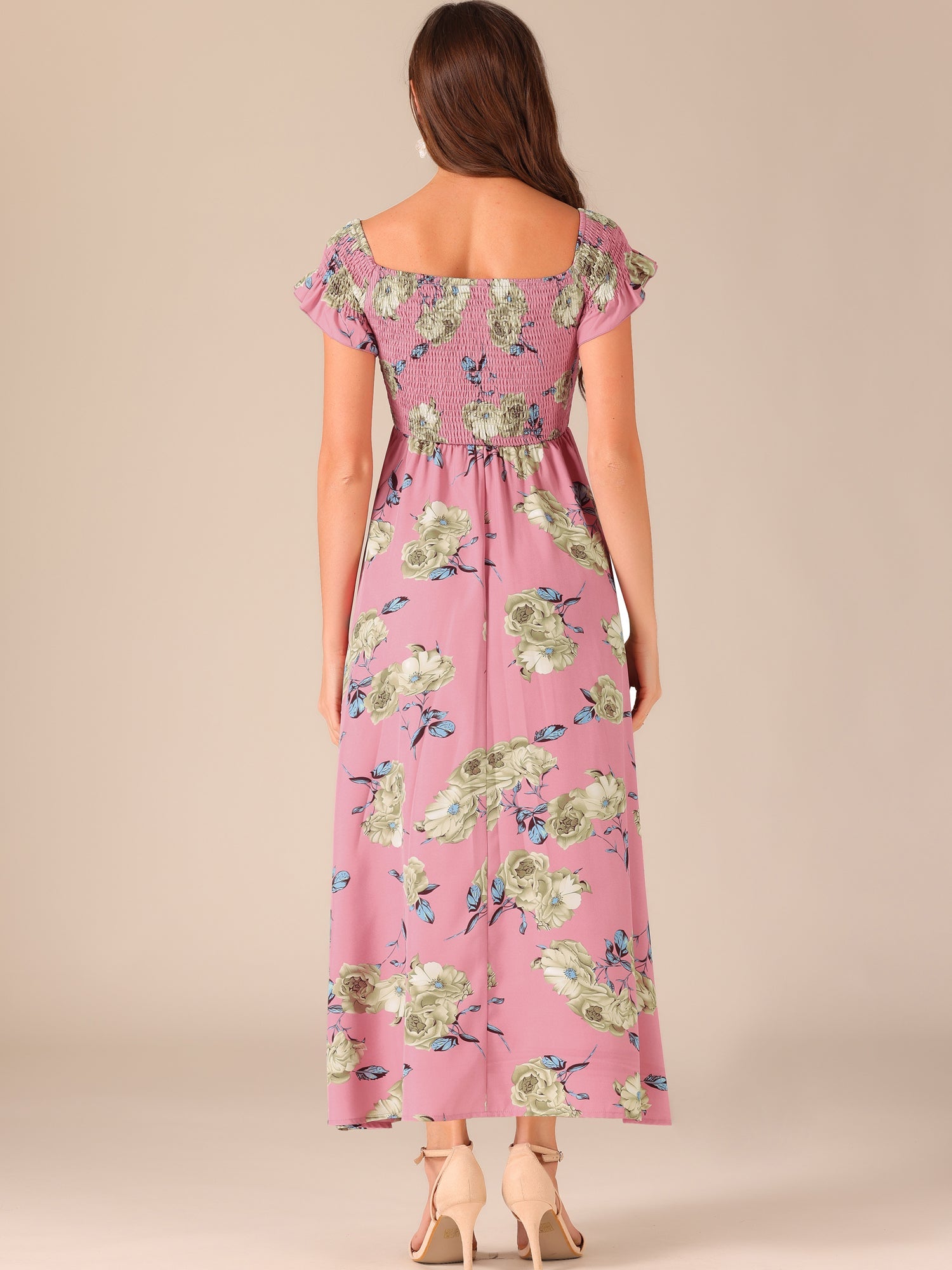 Floral Off Shoulder Midi Beach Summer Vacation Dress