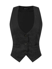 Vintage Button Up Jacquard Steampunk Waistcoat Suit Vest