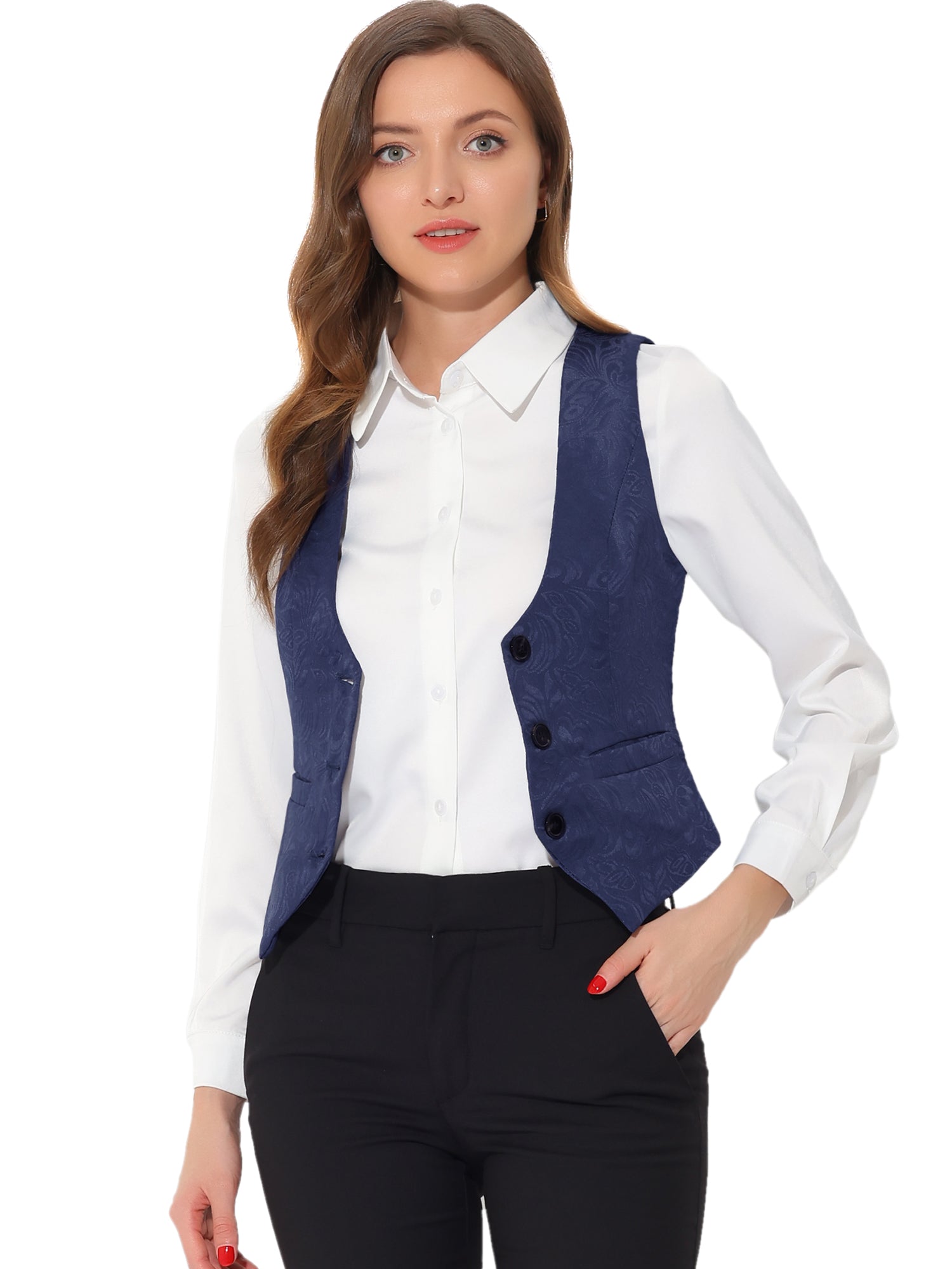 Vintage Button Up Jacquard Steampunk Waistcoat Suit Vest