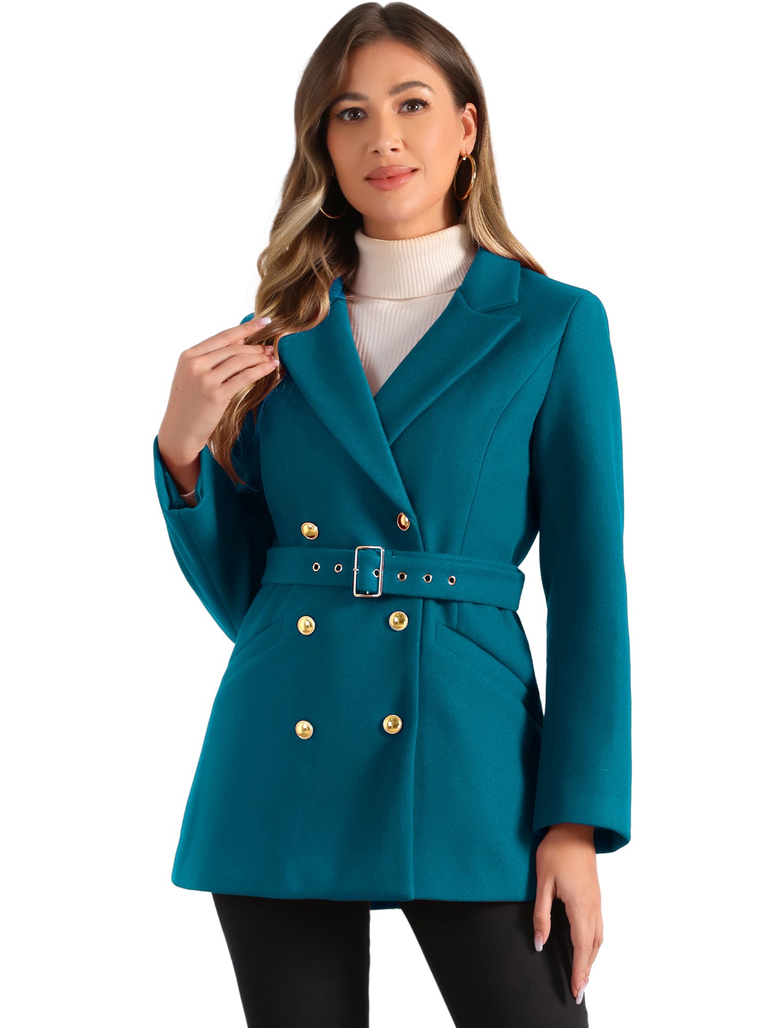 Double Breasted Coat Jacket Work Office Elegant Winter Lapel Blazer