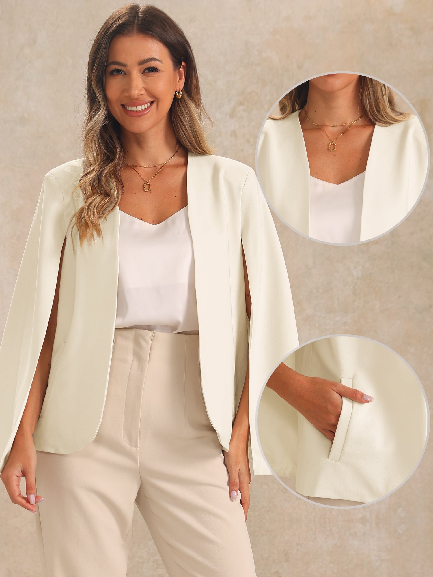 Cape Sleeve Business Work Open Front Jacket Blazer
