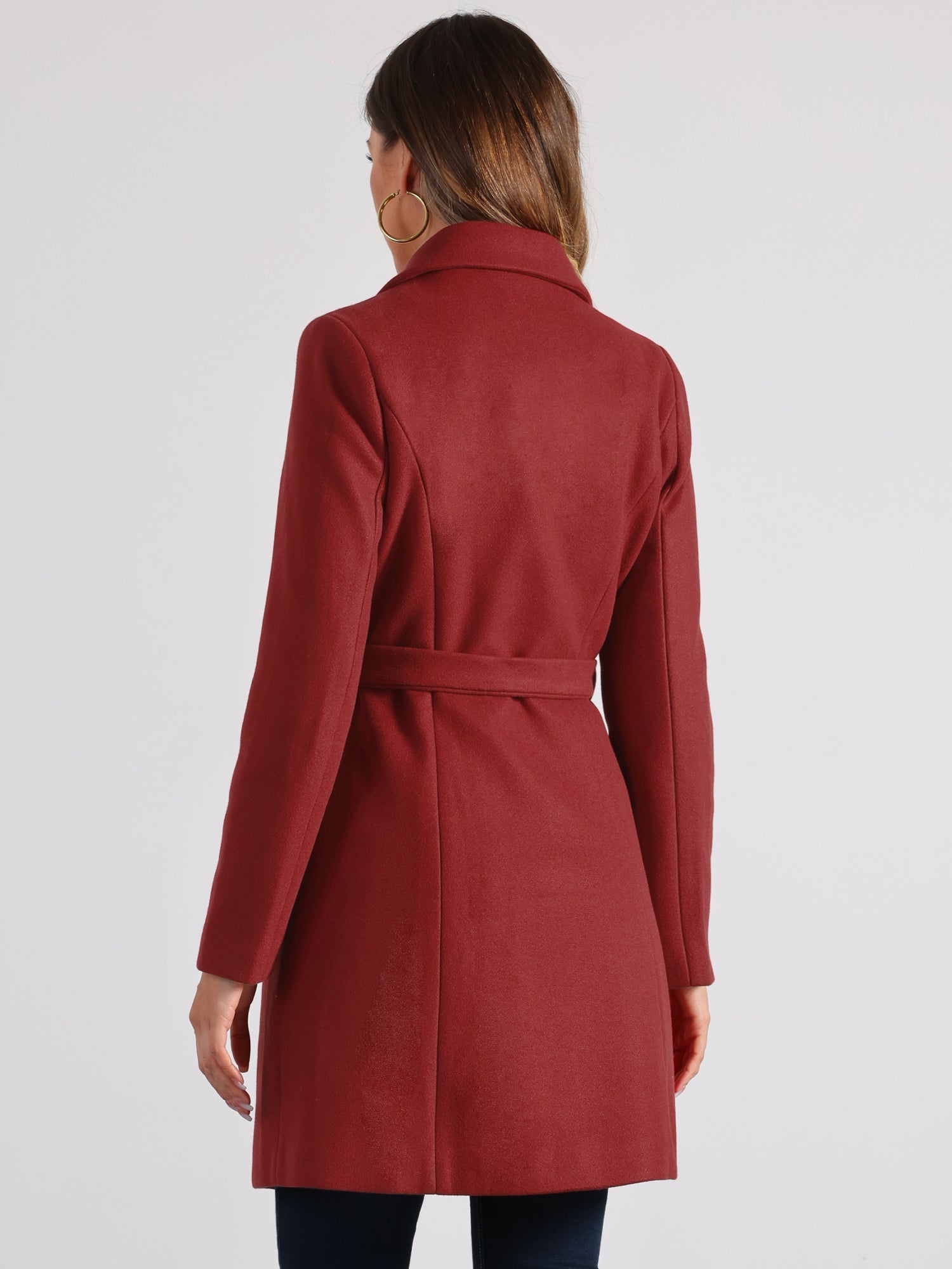 Lapel Double Breasted Slant Pocket Button Belted Pea Coats