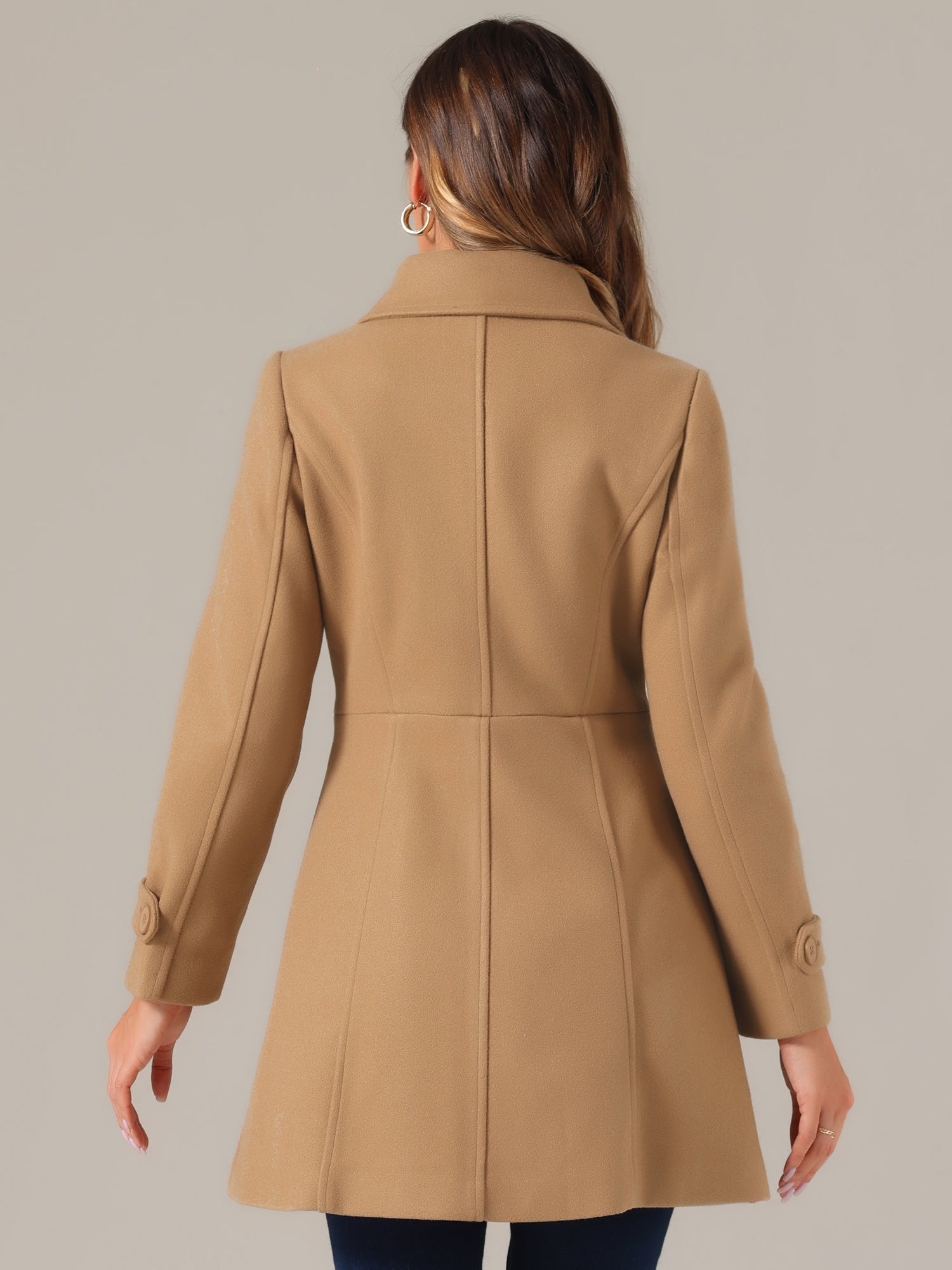 Peter Pan Collar Single Breasted Winter Outwear Buttoned Long Coat