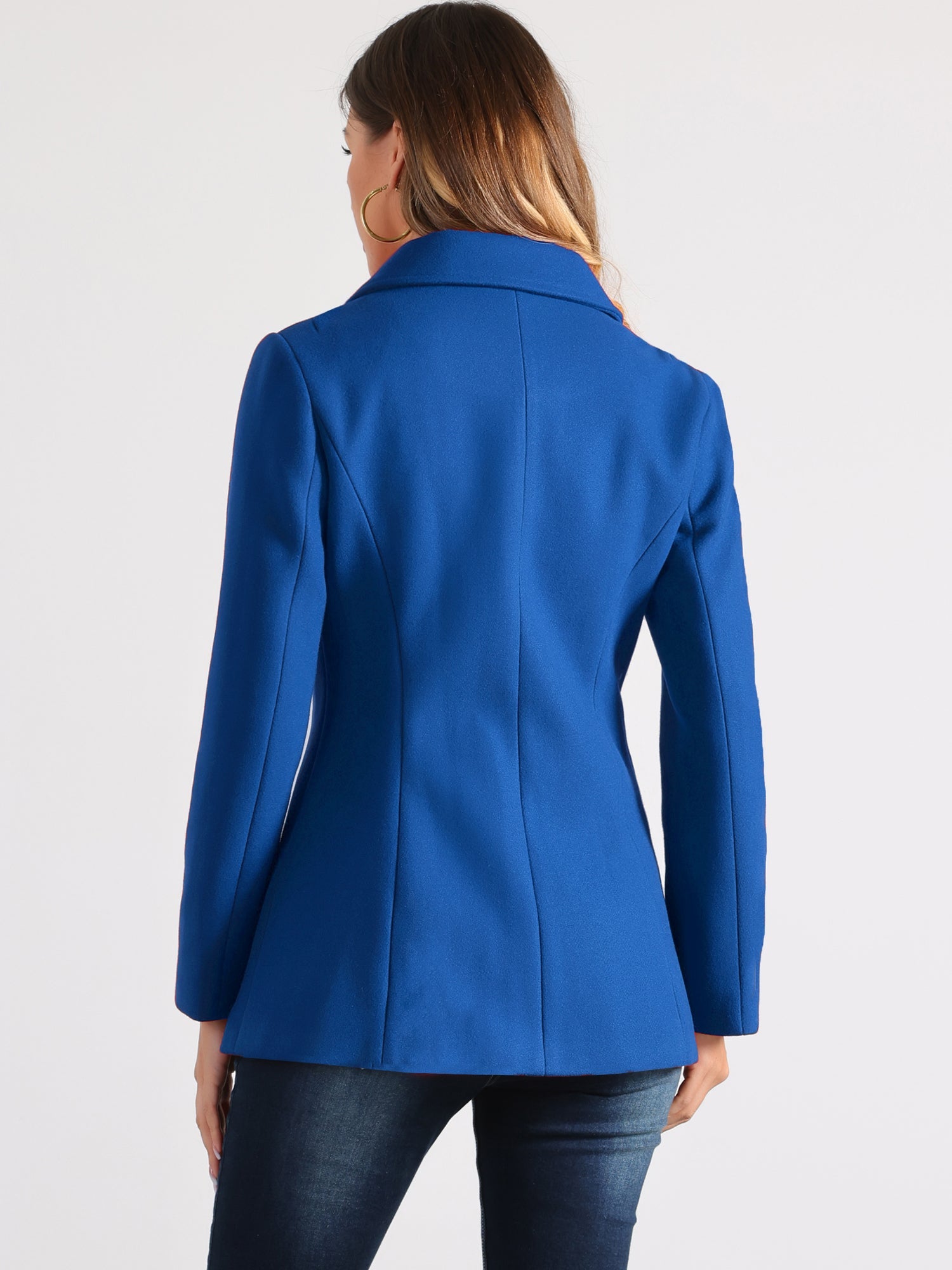 Work Office Winter Overcoat Single Breasted Point Collar Pea Coat