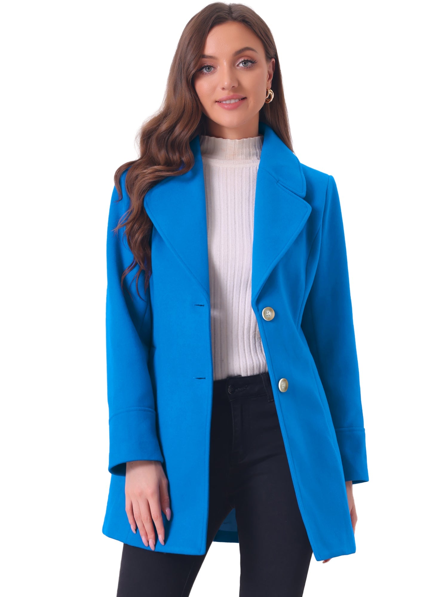 Elegant Notched Shawl Collar Single Breasted Winter Long Coat