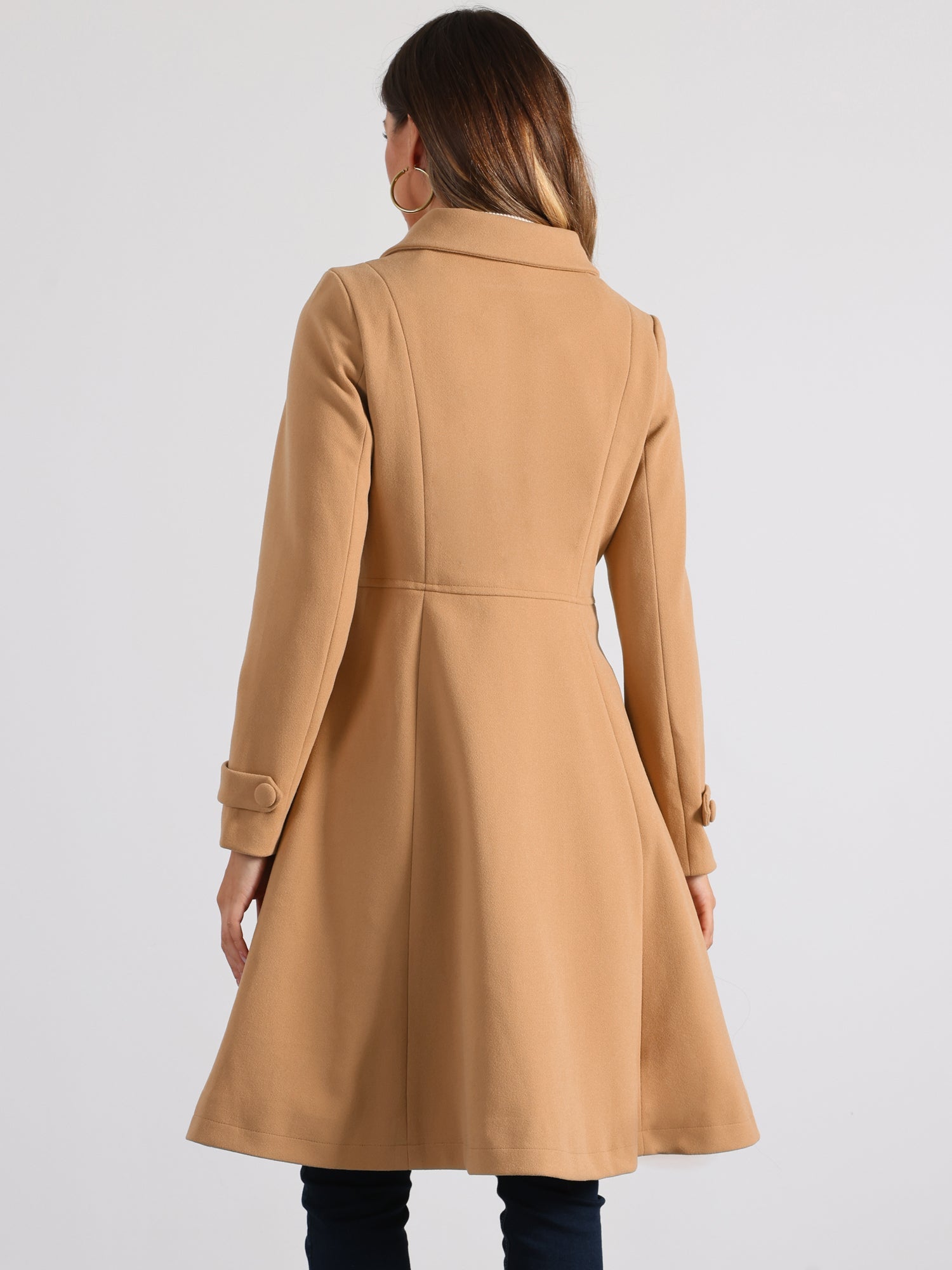 Winter Overcoat Collared A Line Double Breasted Long Coat