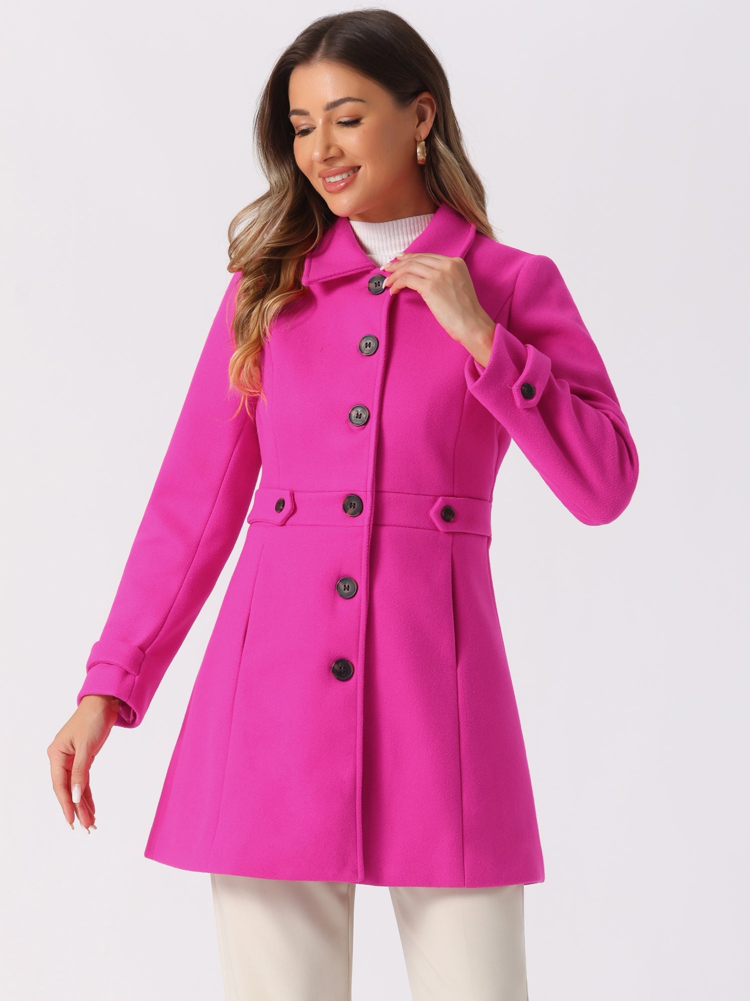 Classic Outwear Overcoat with Pockets Single Breasted Winter Coat