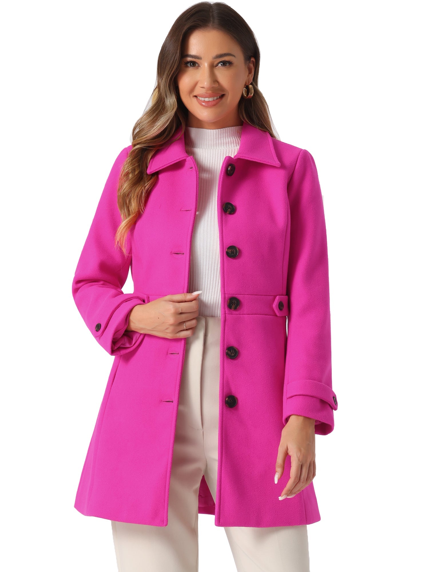 Classic Outwear Overcoat with Pockets Single Breasted Winter Coat