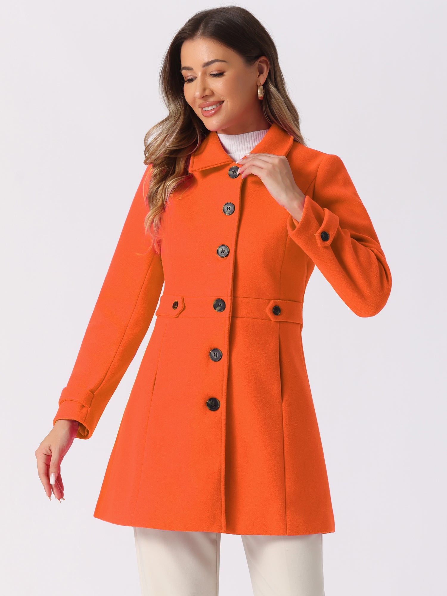 Classic Outwear Overcoat with Pockets Single Breasted Winter Coat