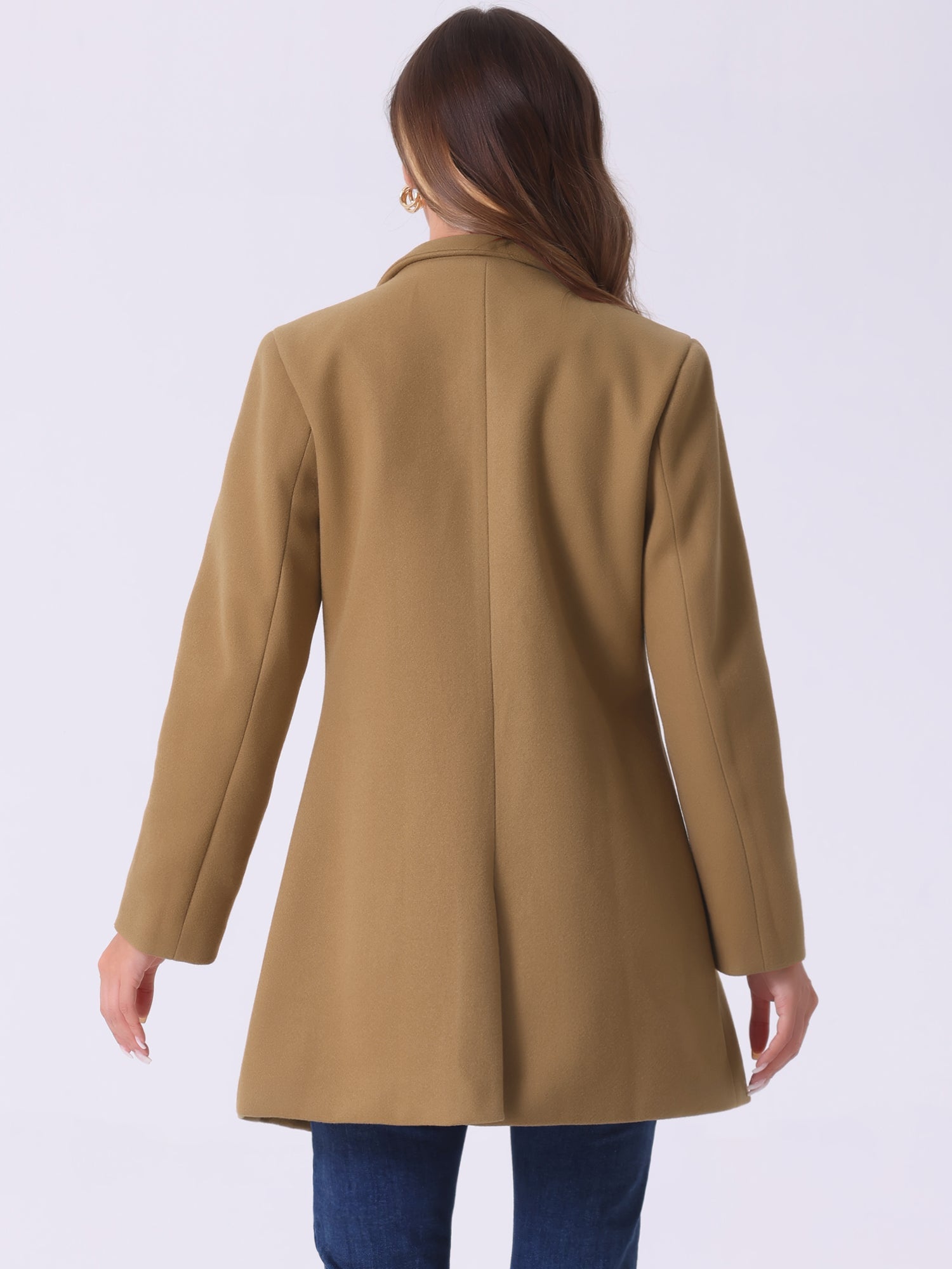 Mid-thigh Stand Collar Single Breasted Long Coat