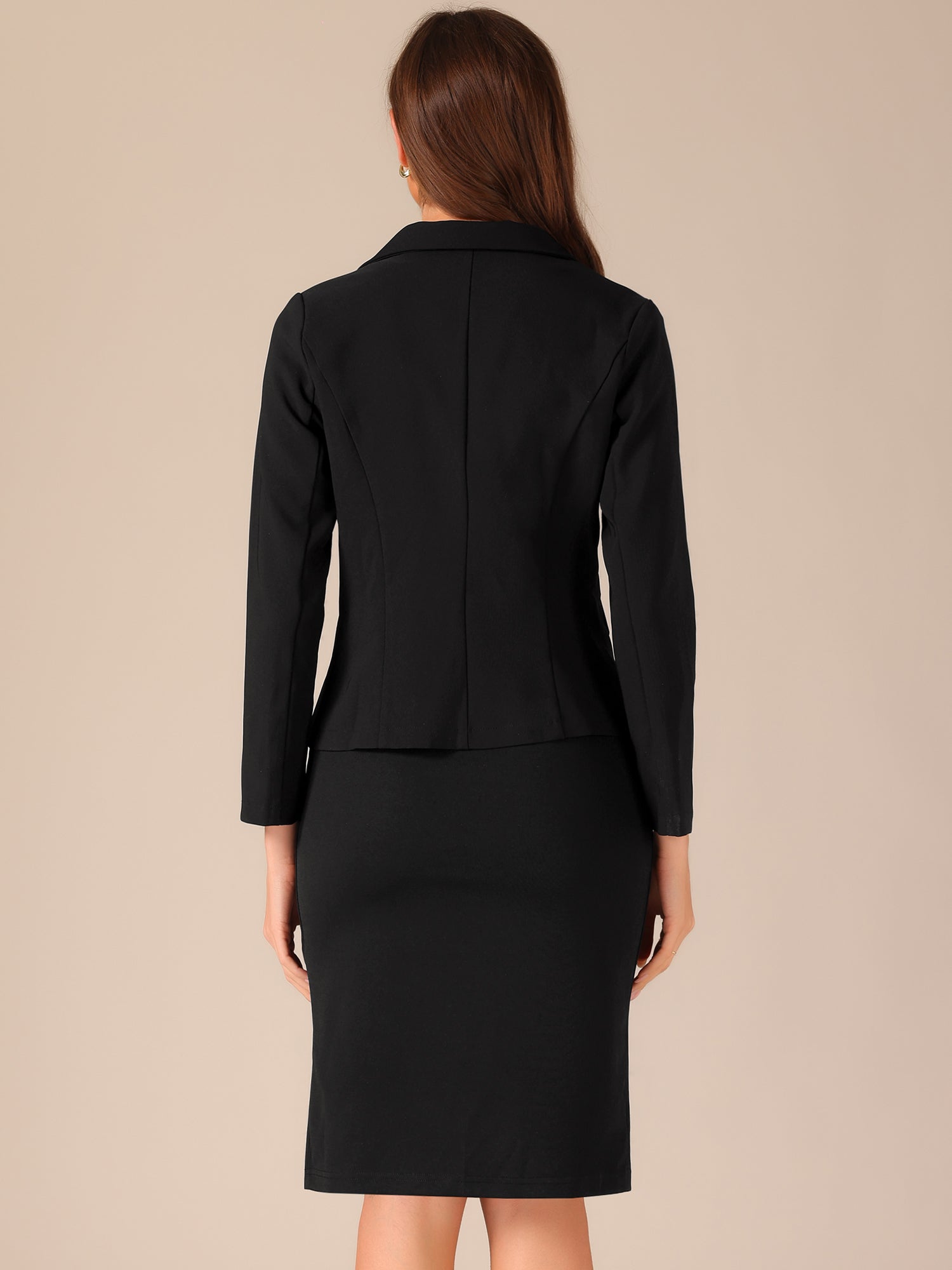 2pc Outfit Notched Lapel Blazer and Sleeveless Midi Sheath Dress Suit Sets
