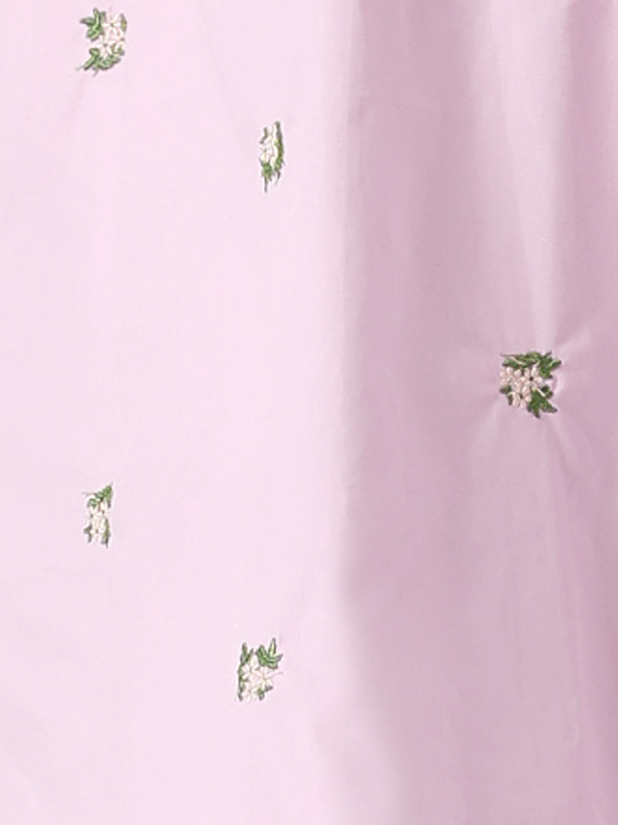 Casual Long Sleeve Half Placket Embroidered Floral Mini Shirt Dress