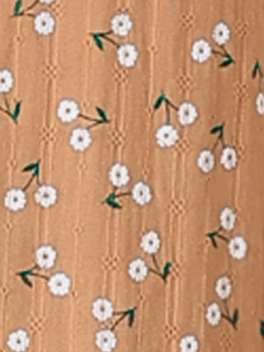 Floral Printed Peter Pan Collar Cotton Short Sleeve Shirt