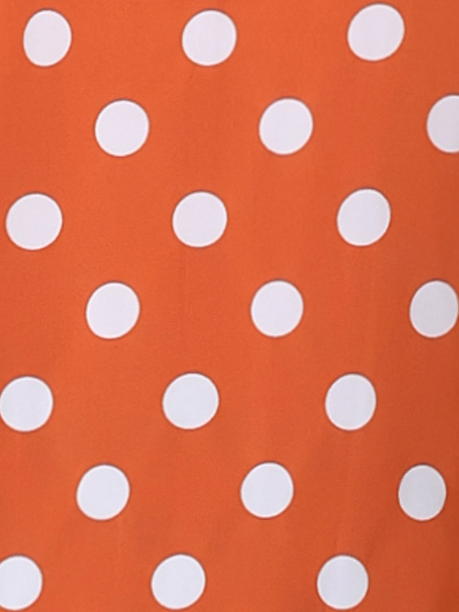 Polka Dots Contrast Peter Pan Collar Top 3/4 Sleeve Blouse Shirt