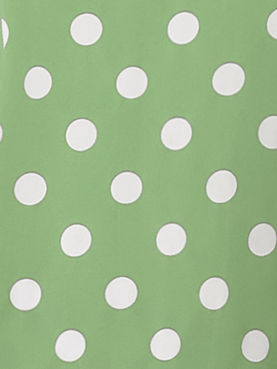 Polka Dots Contrast Peter Pan Collar Top 3/4 Sleeve Blouse Shirt
