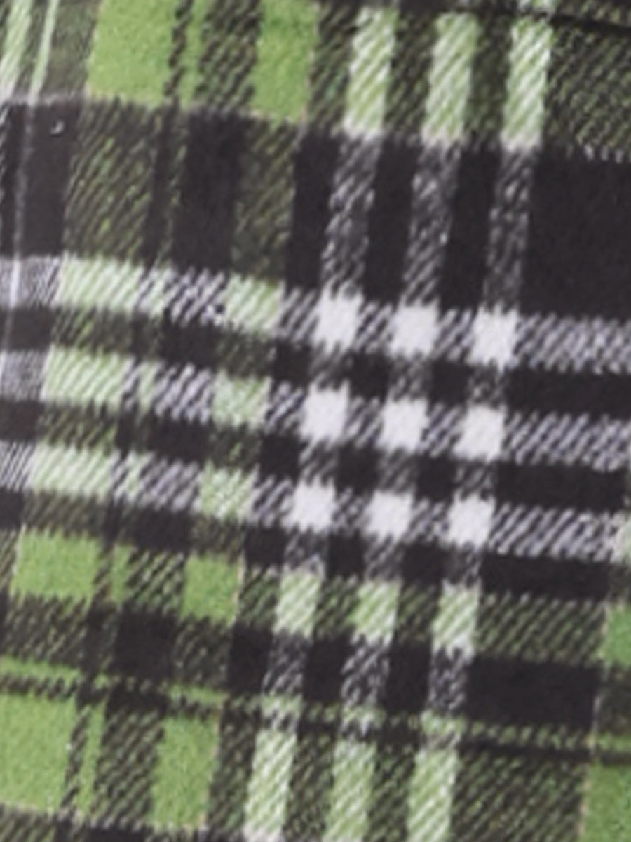 Buffalo Checks Double Breasted Notched Lapel Plaid Trench Pea Coat