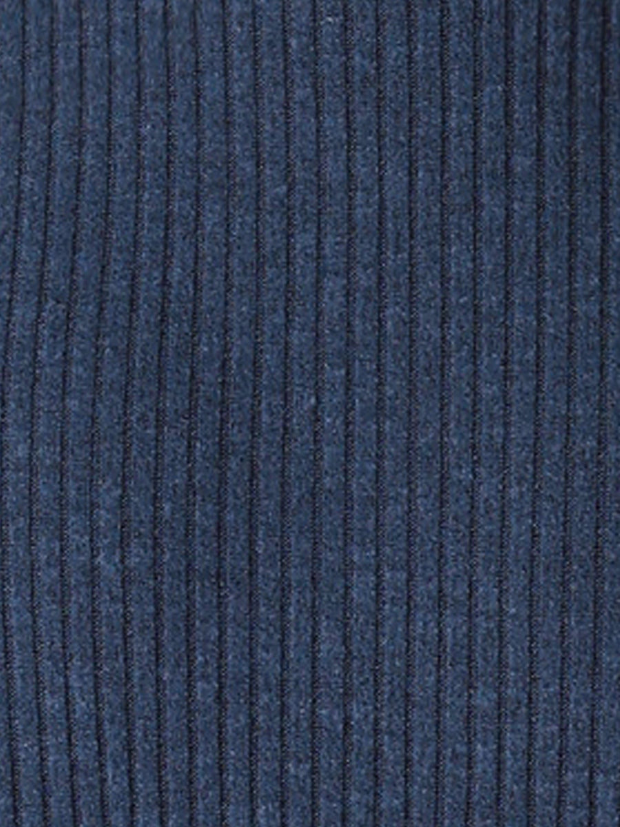 Long Sleeve Pockets A-Line Midi Ribbed Knit Dress