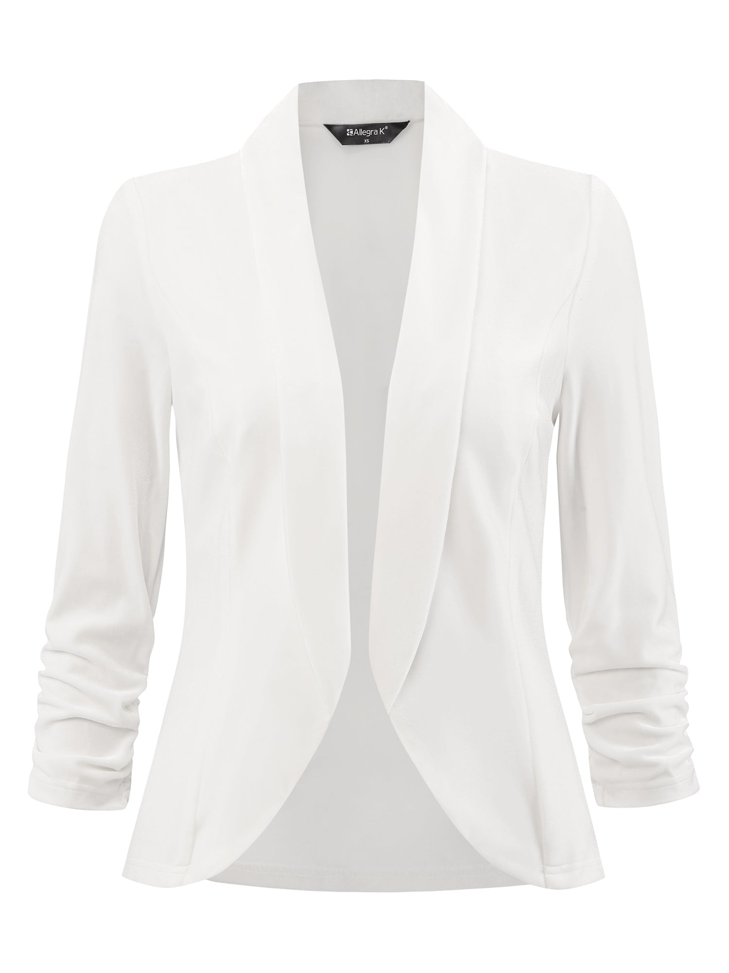 Lapel Collar Velvet Solid Office Work Open Front Blazer
