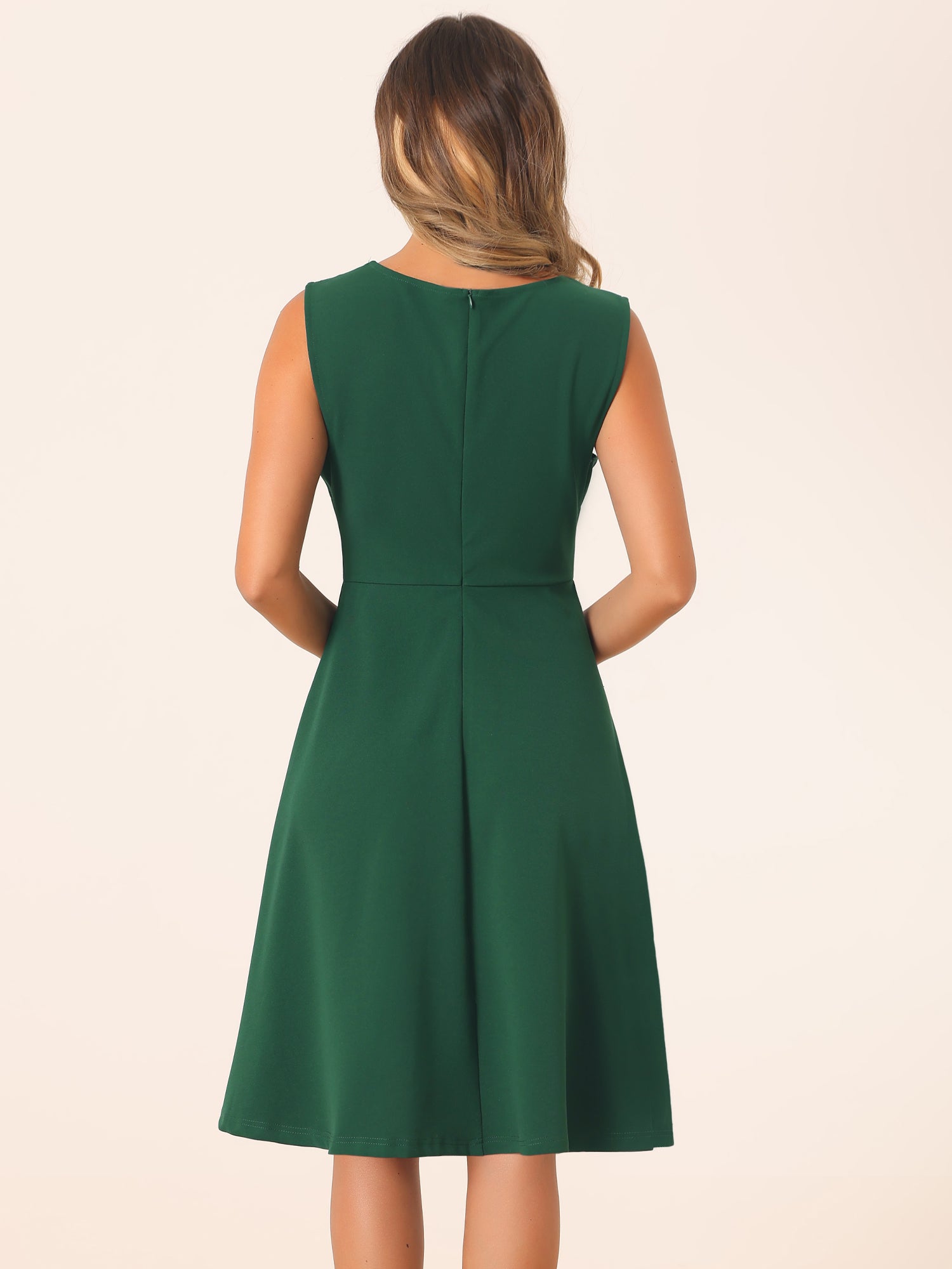 Square Neck Elegant Teacher Office Sleeveless Sheath Dress