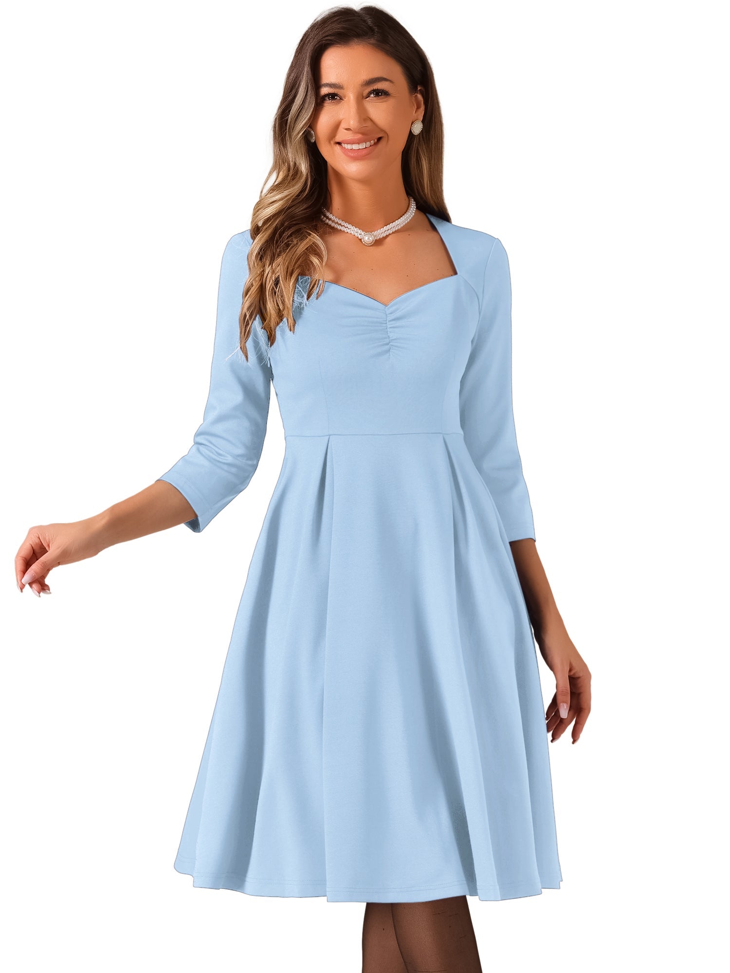 Retro Sweetheart Neck 1950s Retro Cocktail A-Line Dress