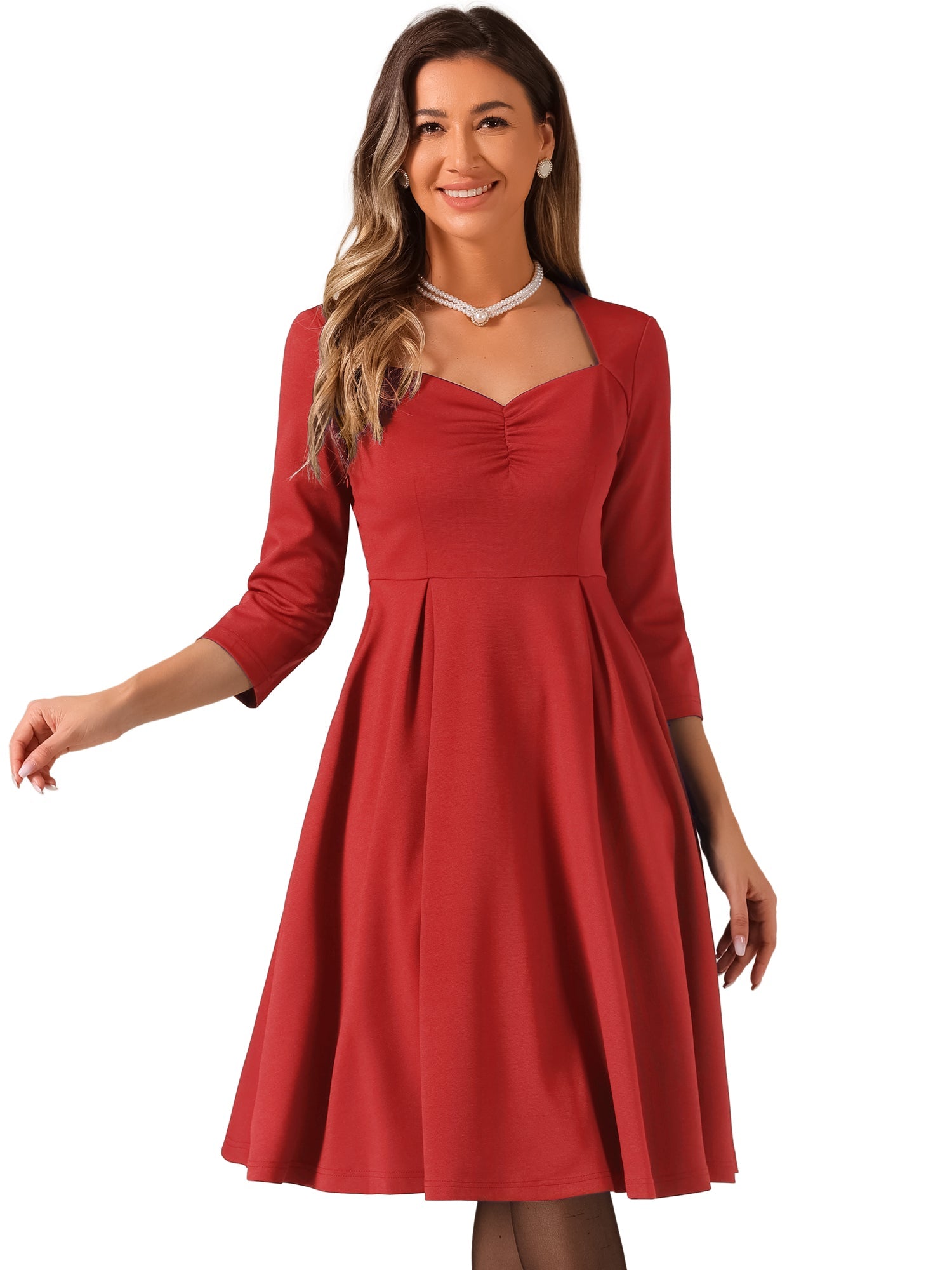Retro Sweetheart Neck 1950s Retro Cocktail A-Line Dress