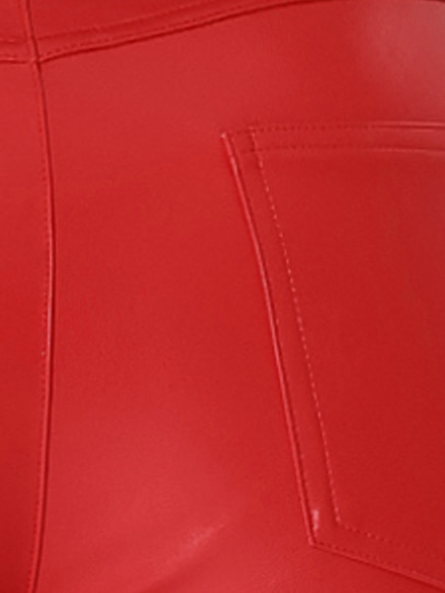 Faux Leather Pants High Waist Straight Leg Casual PU Punk Trousers