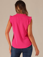 Ruffled Sleeveless Blouse 1950s Vintage Work Business Tops