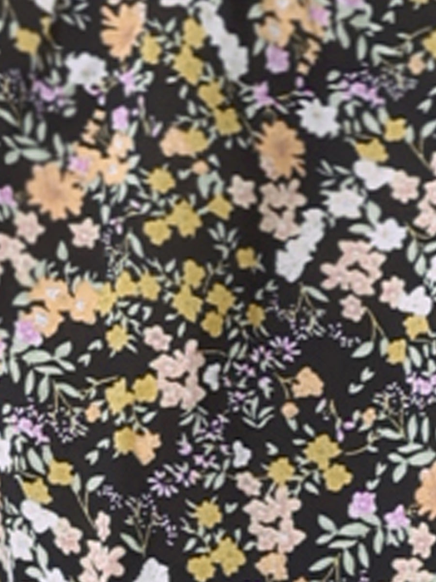Puff Short Sleeve Floral Shirred Ruffle Peplum Blouse