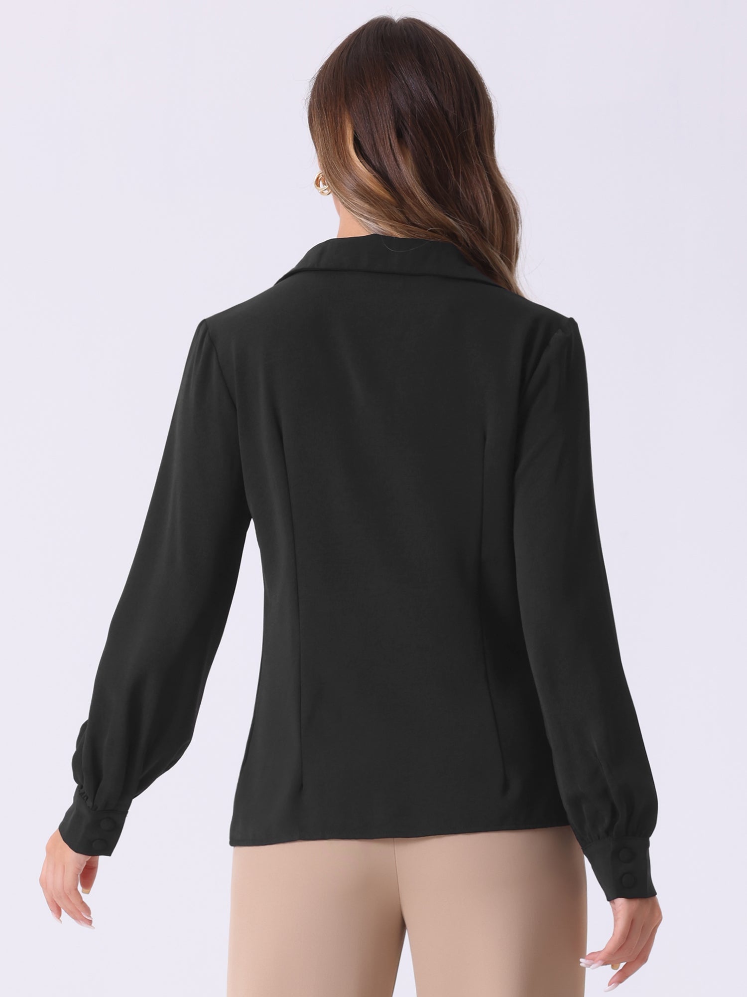 Long Sleeve Button Down Shirt Vintage Collared Work Blouse