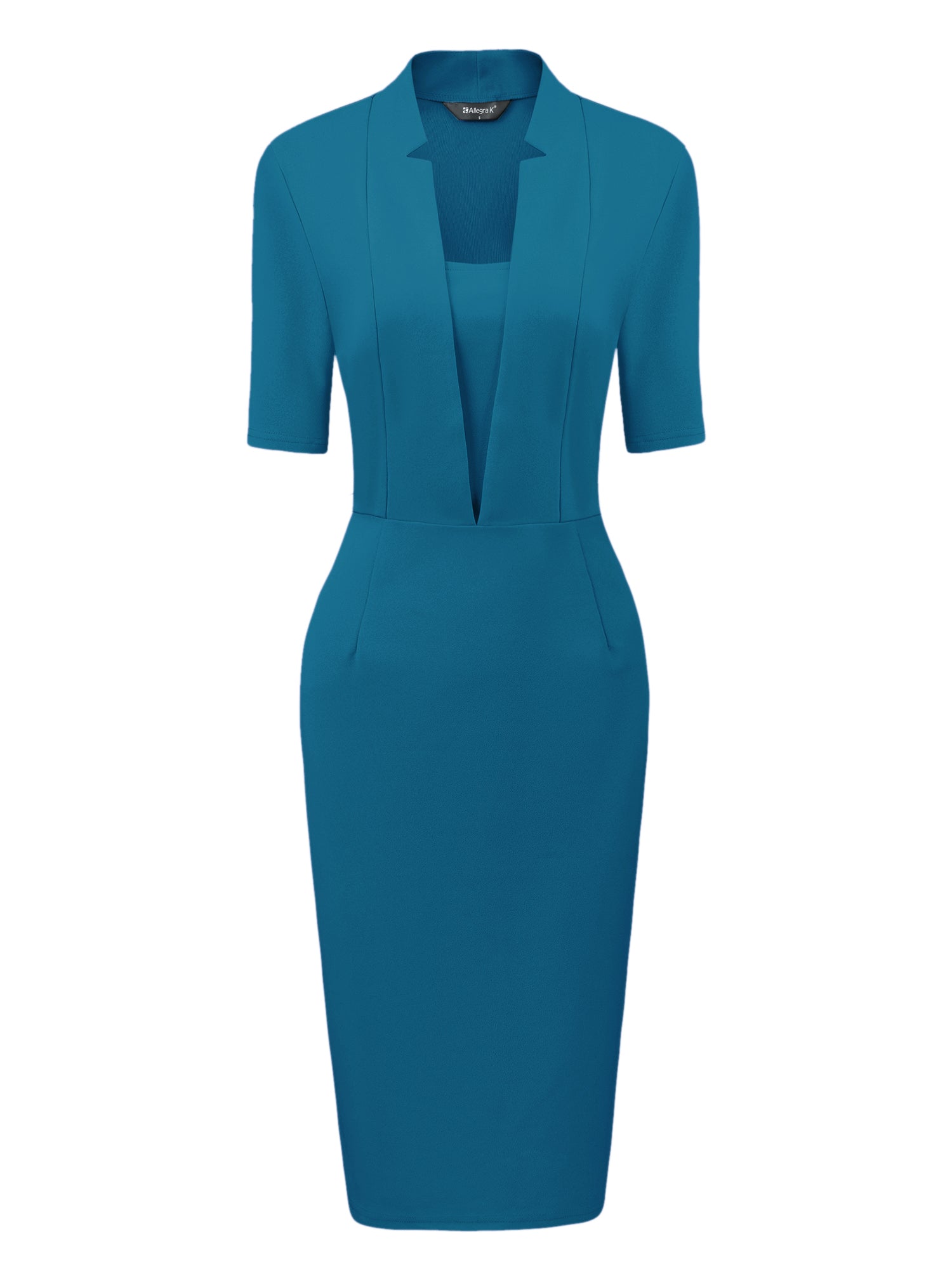 Formal Pencil V Neck Short Sleeve Office Bodycon Sheath Dress