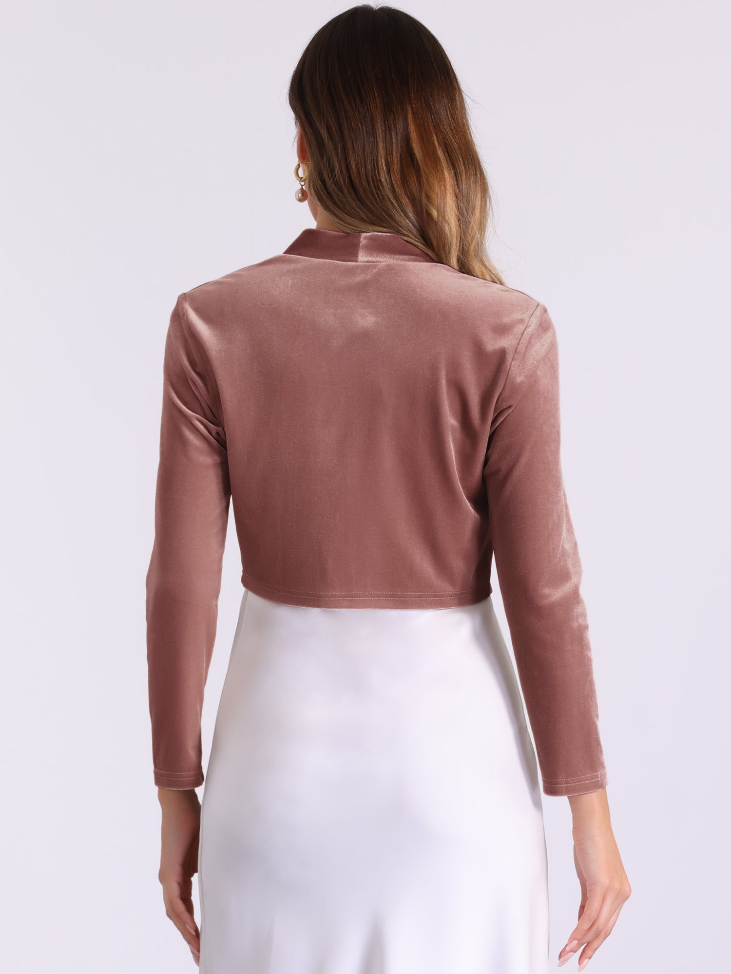 Velvet Long Sleeve Open Front Cropped Bolero Shrugs