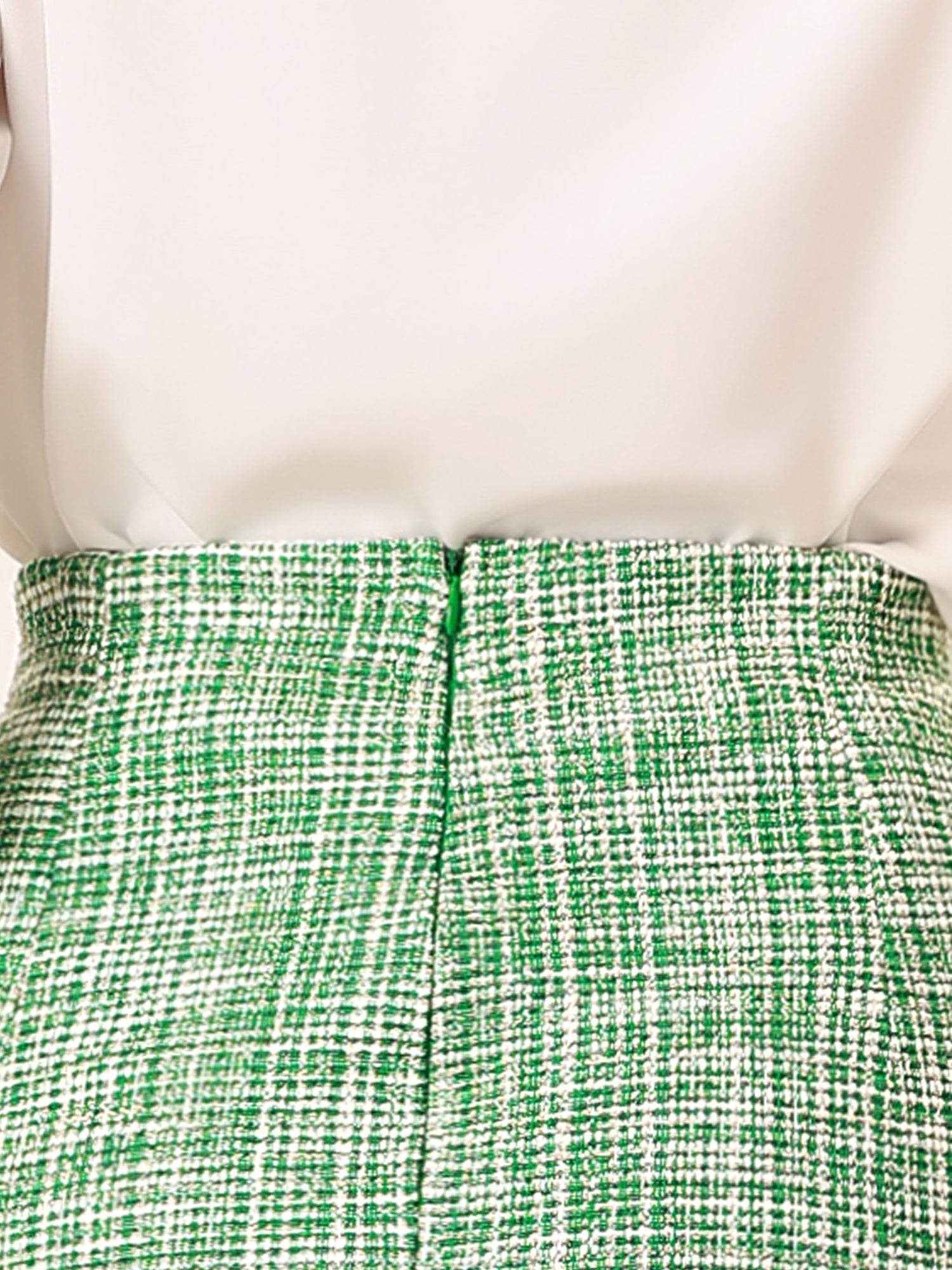 High Waist Split Office Pencil Plaid Tweed Midi Skirt