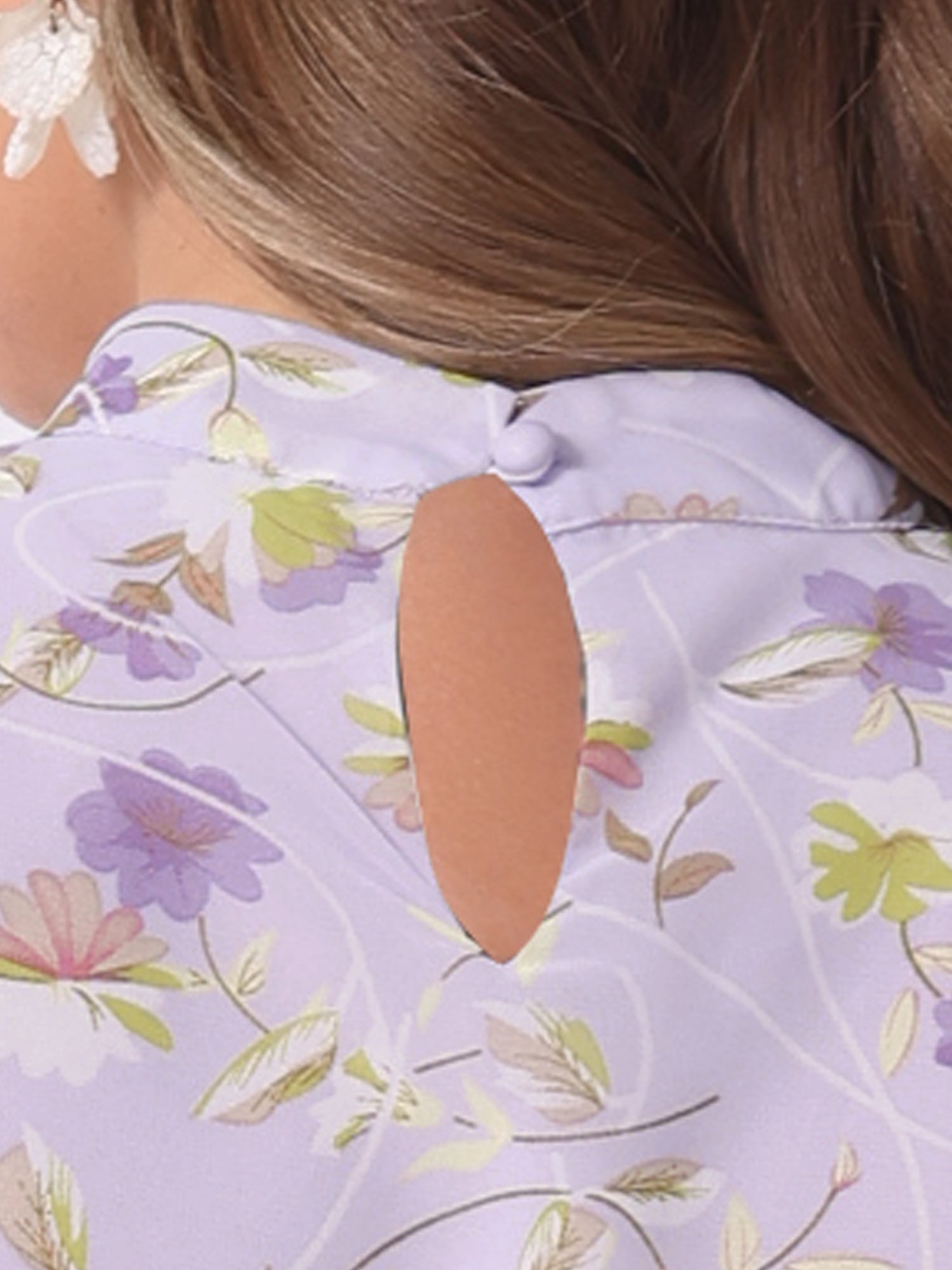 Floral Smocked Waist Sheer Sleeve Ruffle Layers Chiffon Dress