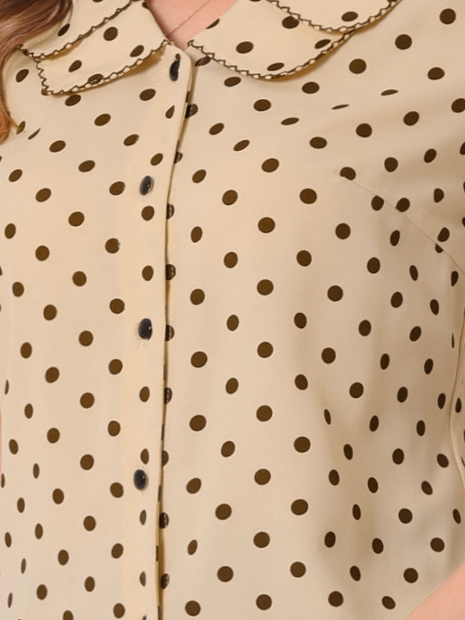 Polka Dot Peter Pan Collar Rockabilly Puff Short Sleeve Shirt