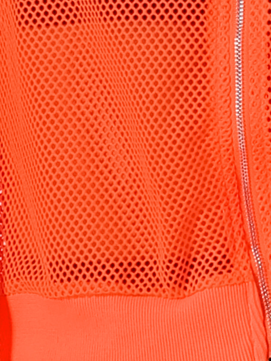 Zip Up Long Sleeve Mesh Sheer Hoodie Bomber Jackets
